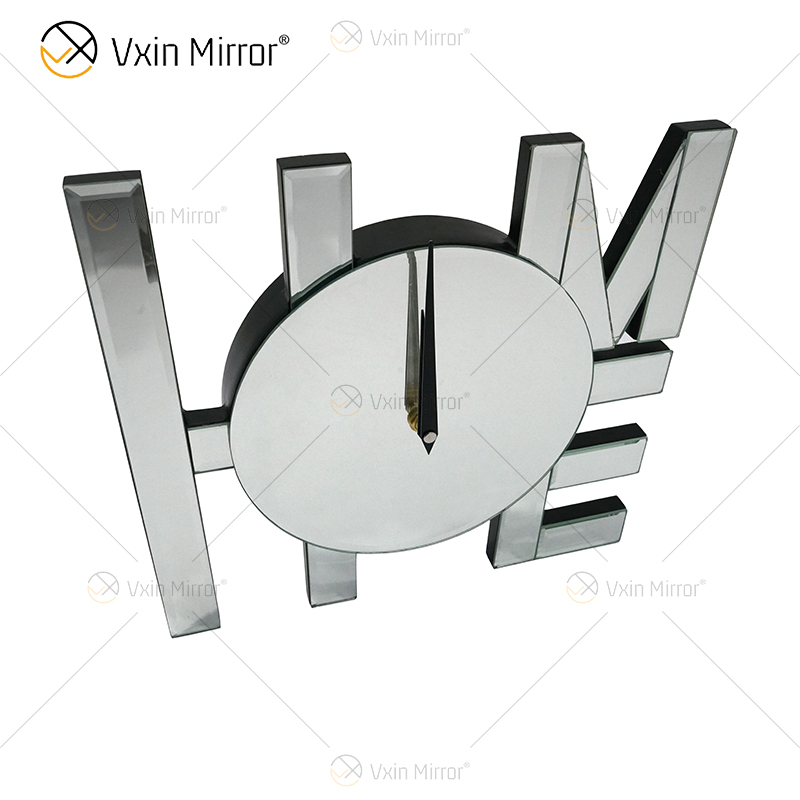 Reloj espejado WXMC-037 Decoración de pared plateada Reloj elegante LOVE