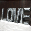 Espejo de diamantes de cristal triturado plateado con letras para colgar en la pared, espejo de decoración de amor con espejo de Navidad, arte de pared para muebles de sofá