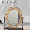 Espejo de tocador de mesa de Hollywood táctil regulable con cristal de diamante decorativo ovalado WXDL-175