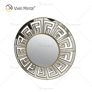 WXM-1525 decorativo de moda, decoración de pared, espejo único de pared redonda de lujo de cristal plateado