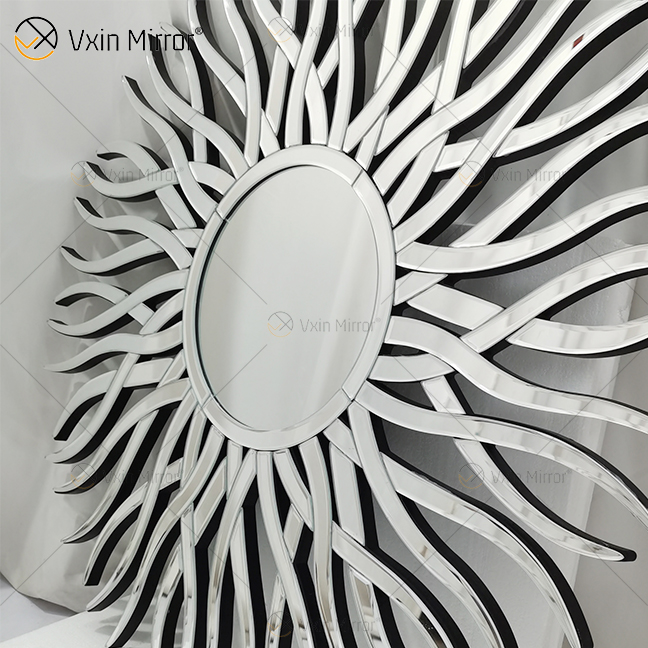 Fuente de fábrica Plata WXM-1655 Espejo de vidrio de pared decorativo con forma geométrica