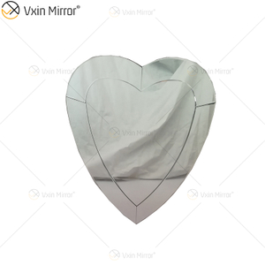 Espejos colgantes de pared en forma de corazón 3D sin marco moderno diseño de borde biselado baño dormitorio espejo tocador espejo de maquillaje WXM-2090