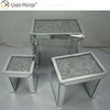 Venta caliente ZH056 Mesa auxiliar cuadrada Vidrio plateado combinado moderno con mesas laterales de espejo de sala de estar con parte superior de diamante de cristal