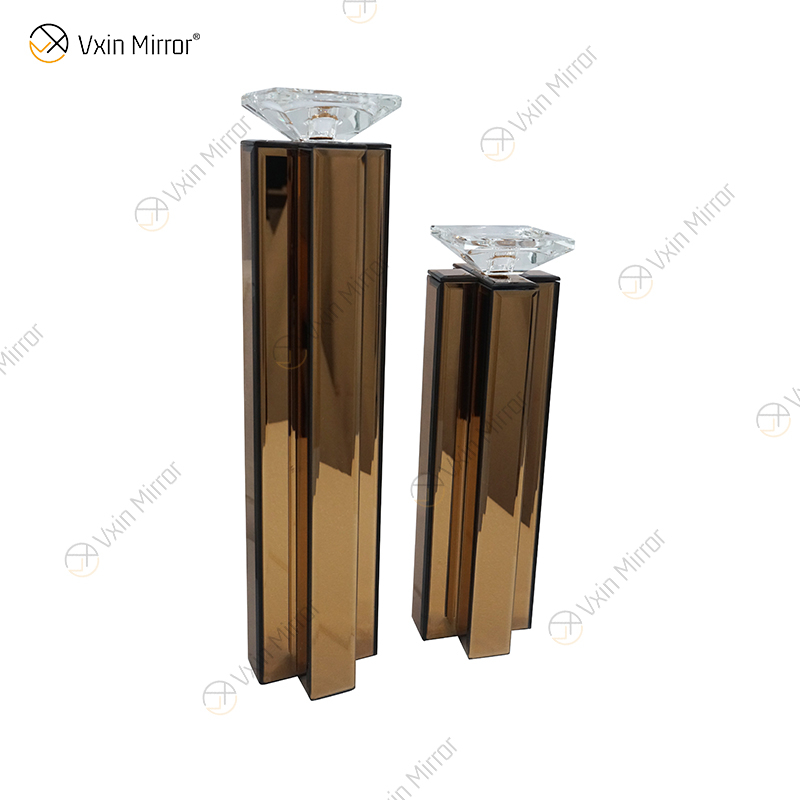 2 colores moderno elegante WXCH-079 cristal plateado Mirrorr portavelas para boda en casa