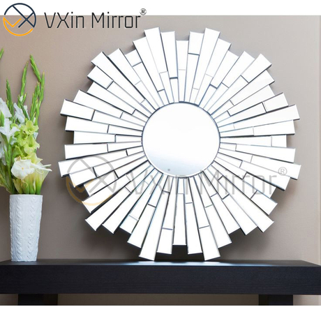 Vxin Wall Decoration WXM-1004 Espejo colgante de pared de vidrio 3D plateado
