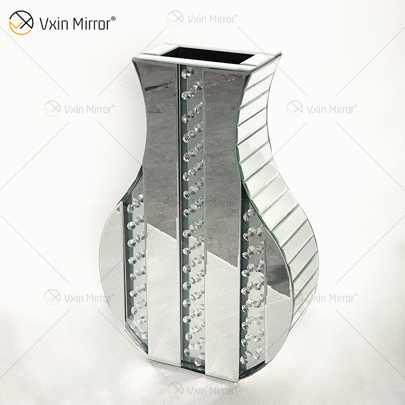 WXMV Home Hotel Decor interior plata triturado diamante espejado grande seguidor ollas espejo jarrón