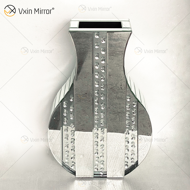 WXMV Home Hotel Decor interior plata triturado diamante espejado grande seguidor ollas espejo jarrón