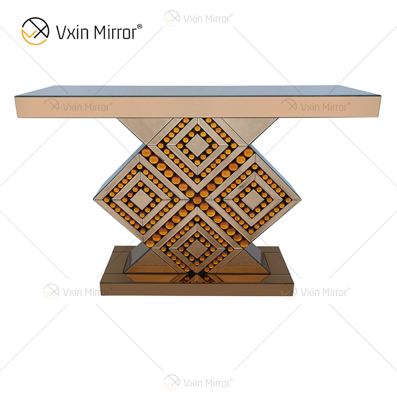 Suministro de fábrica Modern WXF-105 Crystal Diamond Glass Console Table Gold Set Pasillo Muebles