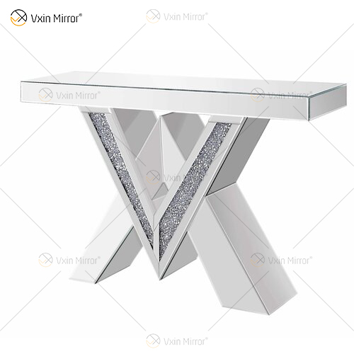 2022 nuevos productos, mesa de consola de diseñador, mesas de consola con espejo de cristal de diamante triturado