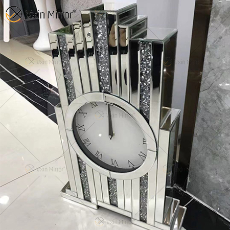 Reloj de mesa rectangular con espejo plateado cristalino WXMC de nuevo diseño de fábrica