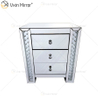 Vxin Crystal Decor WXF-274 Silver Tallboy Crystal Mirror Mesita de noche con 3 cajones Espejo Mesita de noche