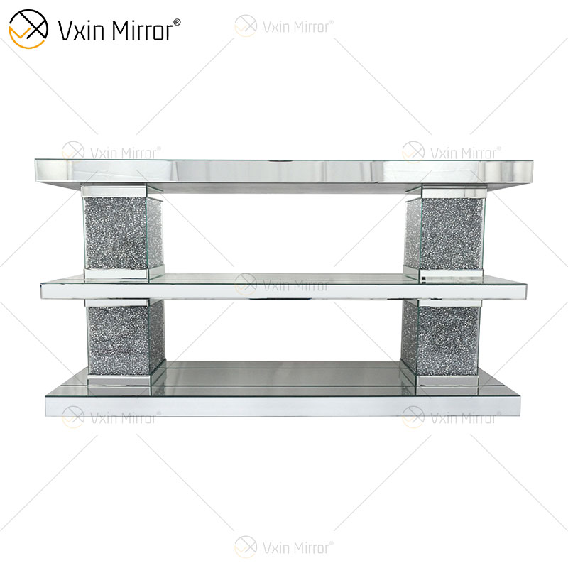 Muebles de lujo Diamond Silver Mirrored Glass Rectángulo Mesa de centro