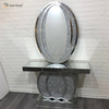 Proveedor de China, moderna y famosa mesa de consola de cristal para sala de estar con diamantes plateados y aplastados