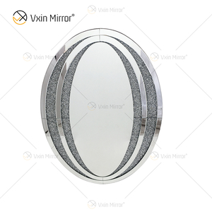 Factory Direct Oval WXM-1765 Elegante decoración de pared Silver Diamond Mirror