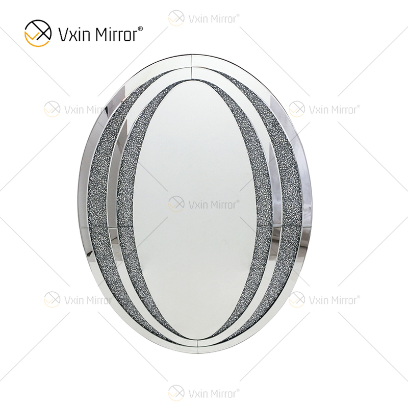 Factory Direct Oval WXM-1765 Elegante decoración de pared Silver Diamond Mirror