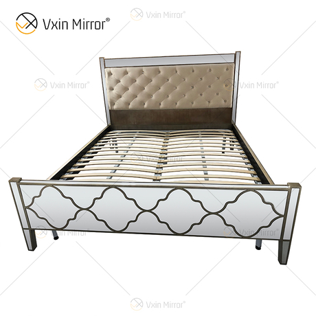 Espejo Vxin Muebles antiguos WXWF-1084 Grace Golden Silver Cama King con espejo de lujo