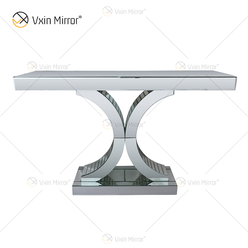 Venta al por mayor Elegante WXF-547 Encantadora mesa de consola con espejo plateado para muebles