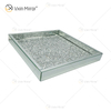 Venta caliente WXMT-019 Modern HomeDecor Bandejas cuadradas de espejo de vidrio de diamante triturado de plata