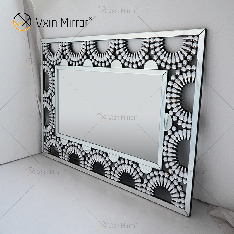 Decoración de pared WXM-1120 Diseño de estilo de moda Unidades de pared de TV con espejo de diamantes de cristal de lujo