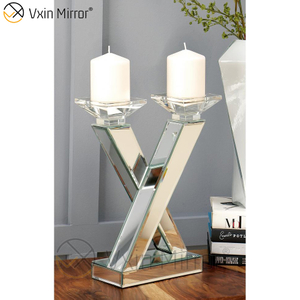 Venta caliente Vxin Mirror WXCH-63 Crystal X Shape Mirrored Candle Holder