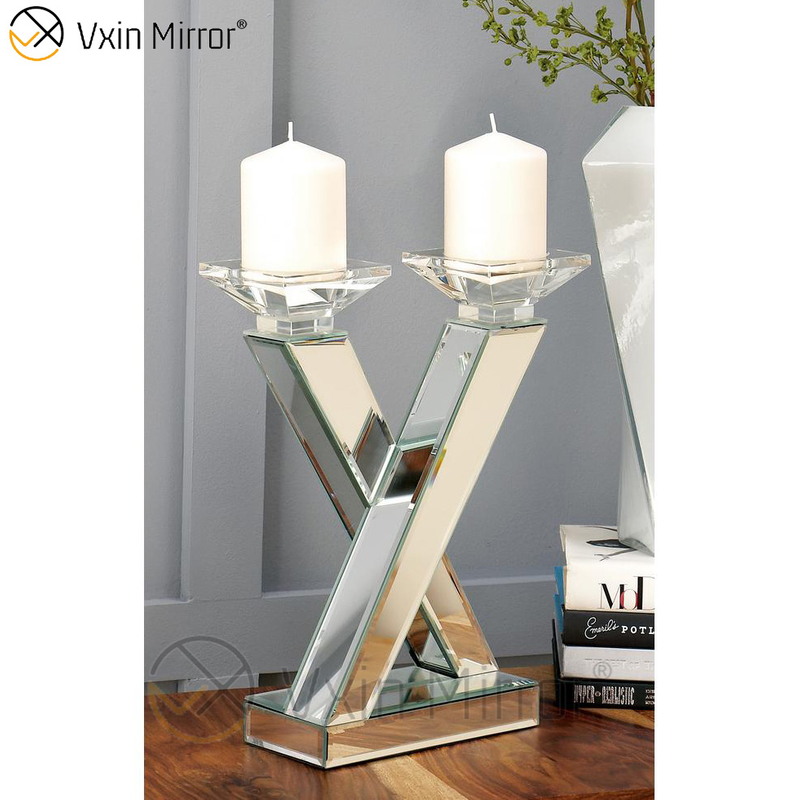 Venta caliente Vxin Mirror WXCH-63 Crystal X Shape Mirrored Candle Holder