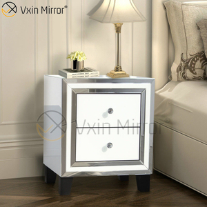 Gran oferta, muebles de cristal blanco para el hogar, 2 cajones, armario con espejo, WXF-786