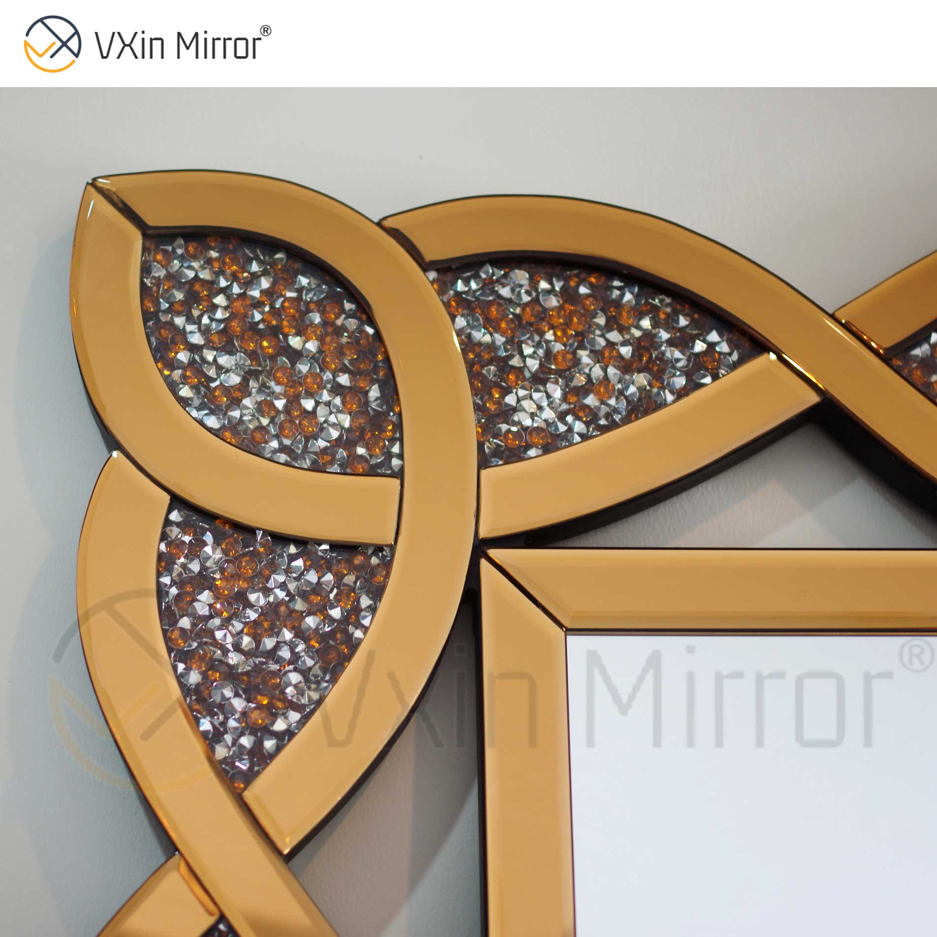 Muebles espejados para el hogar Espejo de consola rectangular Espejo de pared de diamante triturado