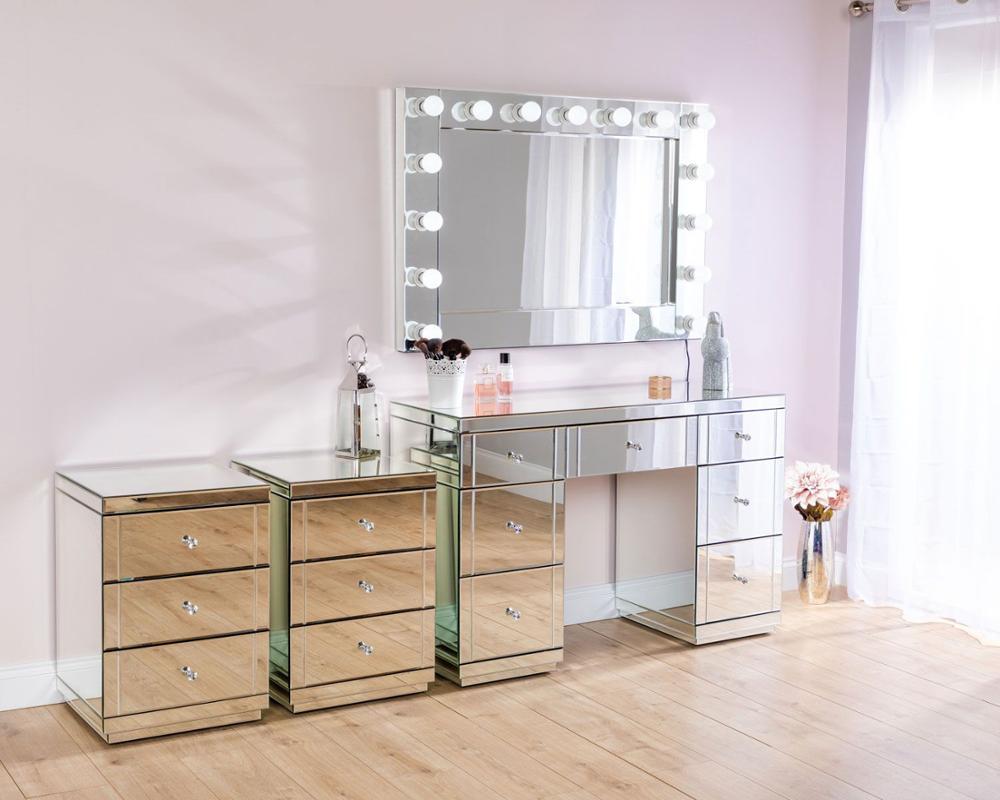 Venetian Dressing Styles VXin WXDL-107 Sparkle Silver Hollywood Mirror Control de interruptor con 3 bombillas de colores