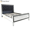 Muebles con espejo Vxin WXWF-1081 Marco negro Espejo de cama King con espejo de vidrio plateado Cama con espejo