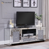 Venta al por mayor WXF-097 Muebles de sala de estar con espejo Diamante triturado Gabinete de plata 2 Cajones Espejo Soportes de TV