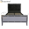 Muebles de espejo WXWF-698 baratos en el dormitorio Cama de estilo moderno con espejo plateado y negro