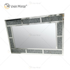 Rectángulo Popular WXM-1787 Decoración de pared Plata Diamante triturado Espejo para colgar en la pared