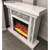 Chimenea de espejo de cristal blanco de cristal de diamante triturado para interiores de lujo en muebles de sala de estar WXWF-1108