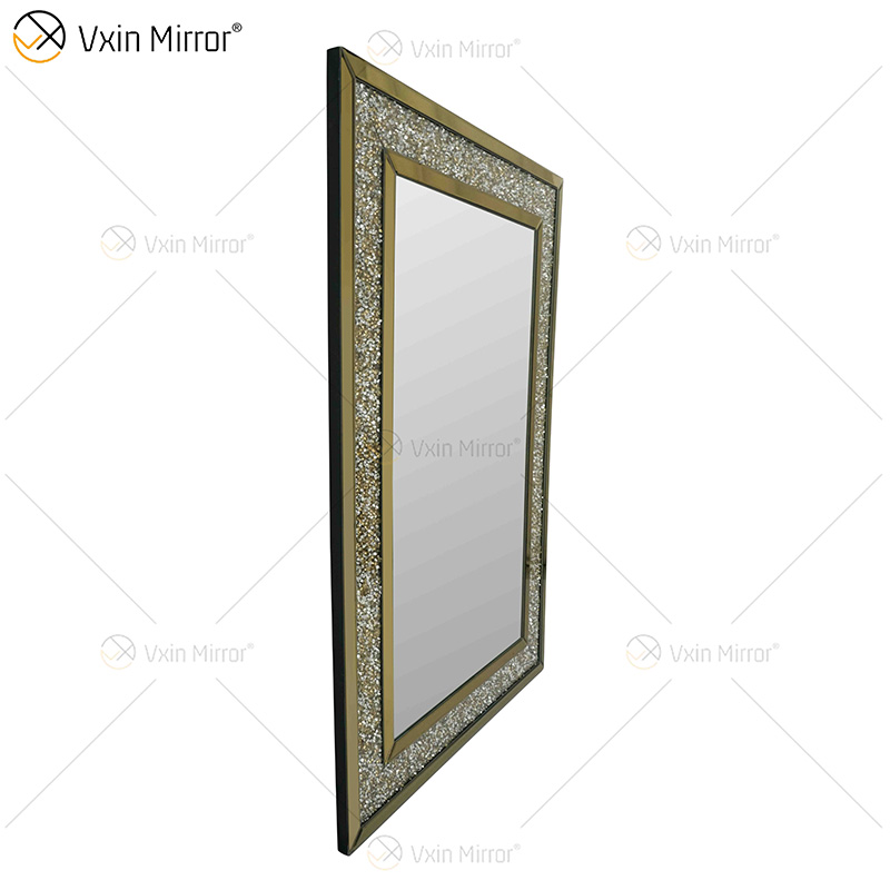Venta al por mayor WXM-1759 Gold Factory Supply Design Decorar 3 colores Diamante triturado Muebles Espejos Decoración Salón Espejo de pared