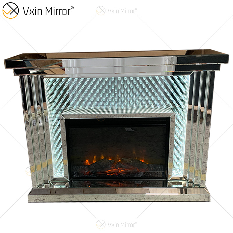 Tunnel Infinity Lights WXWF-1097A Chimenea de espejo de cristal de lujo con luz LED Chimenea eléctrica con espejo para sala de estar