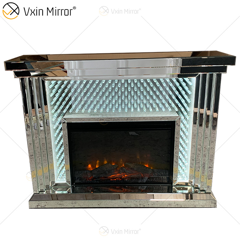 Tunnel Infinity Lights WXWF-1097A Chimenea de espejo de cristal de lujo con luz LED Chimenea eléctrica con espejo para sala de estar