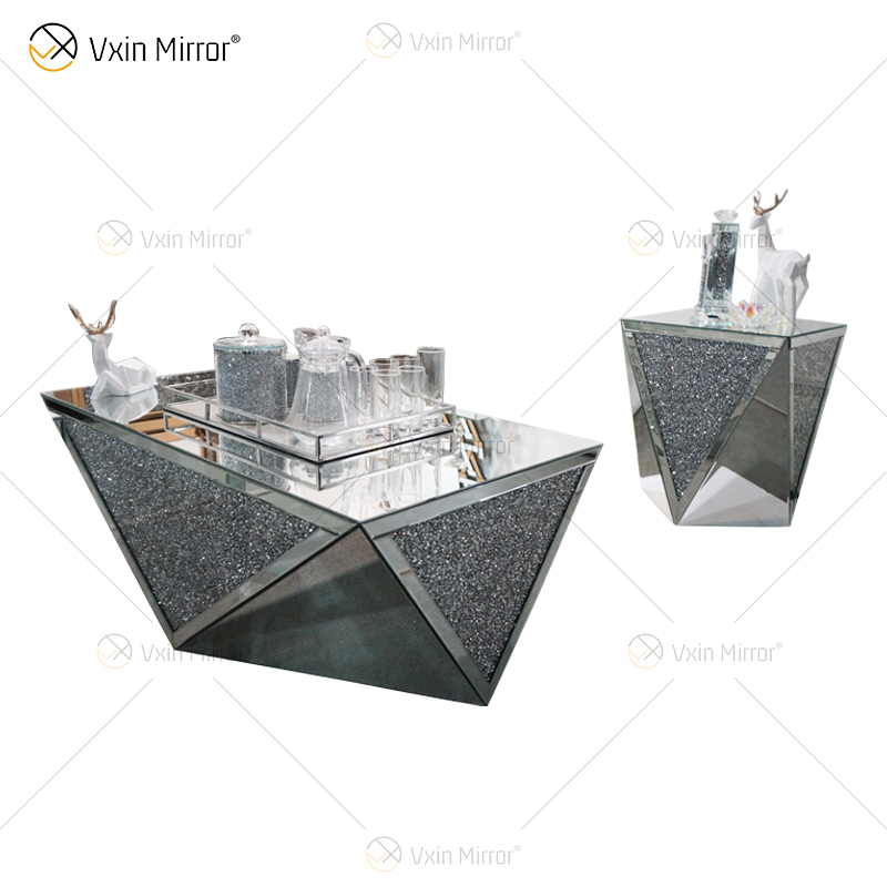 Suministro de fábrica WXF-711-1 Mesa auxiliar Acylic Mesa de centro con espejo moderno Mesa de centro con espejo pulido
