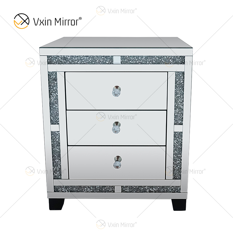 Gran oferta de muebles de dormitorio con espejo, armario, cama con espejo de diamante triturado negro con mesita de noche