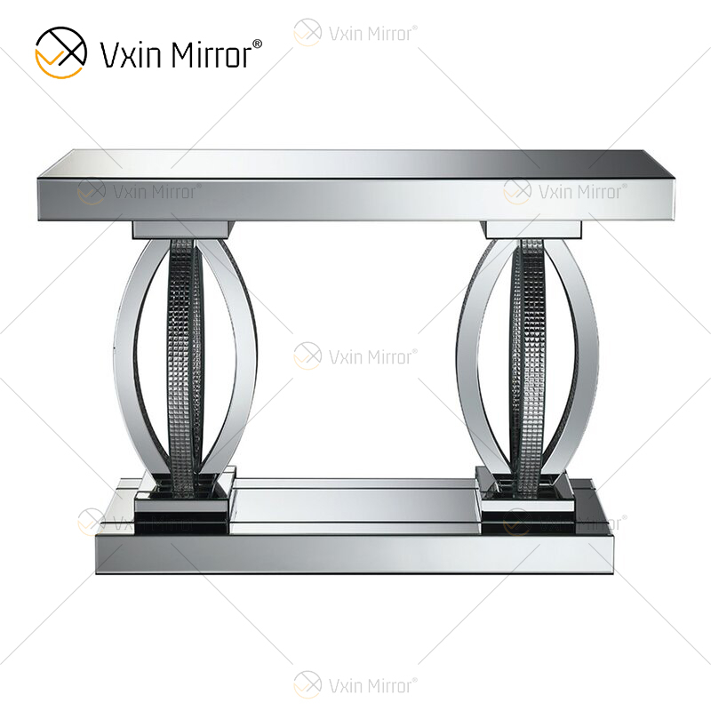 Mesa de consola de vidrio con espejo moderna y única, mesa decorativa para sala de estar, entrada, pasillo, decoración del hogar, WXF-294