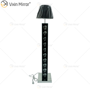 WXFL-027 de estilo gótico, lámpara de pie de cristal plateado para sala de estar con pantalla para lámpara de espejo de Hotel