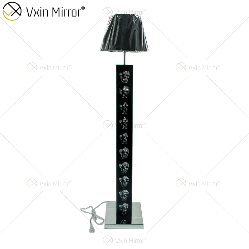 WXFL-027 de estilo gótico, lámpara de pie de cristal plateado para sala de estar con pantalla para lámpara de espejo de Hotel