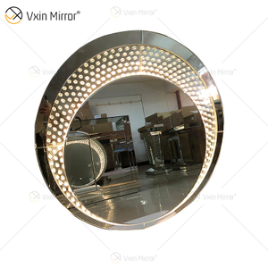 Fuente de fábrica de alta calidad WXM-2595 Espejo de luz LED de 3 colores Juego de espejo de maquillaje octogonal Espejo Juego de tocador de enchufe personalizado