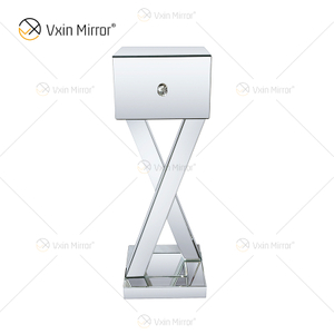 End Table Decor WXF-980 Modern Silver Crystal Mirrored Mesa auxiliar con cajón