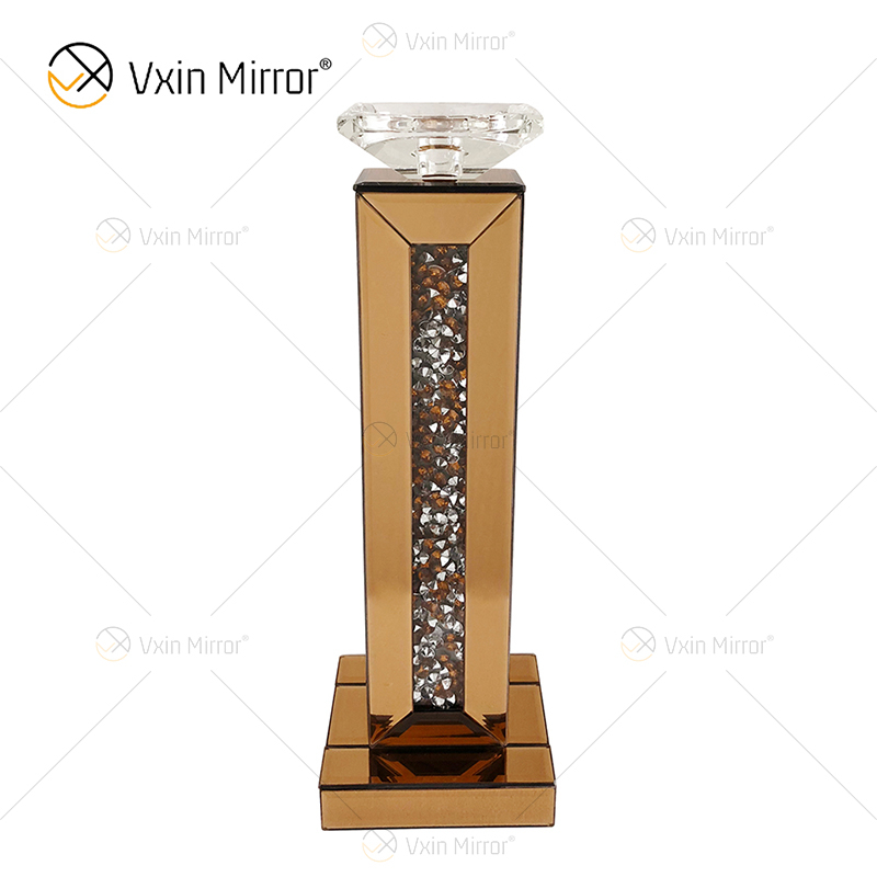 Nombre personalizable Moderno Elegante WXP-002 Plata Diamante triturado Mirrorr Portavelas