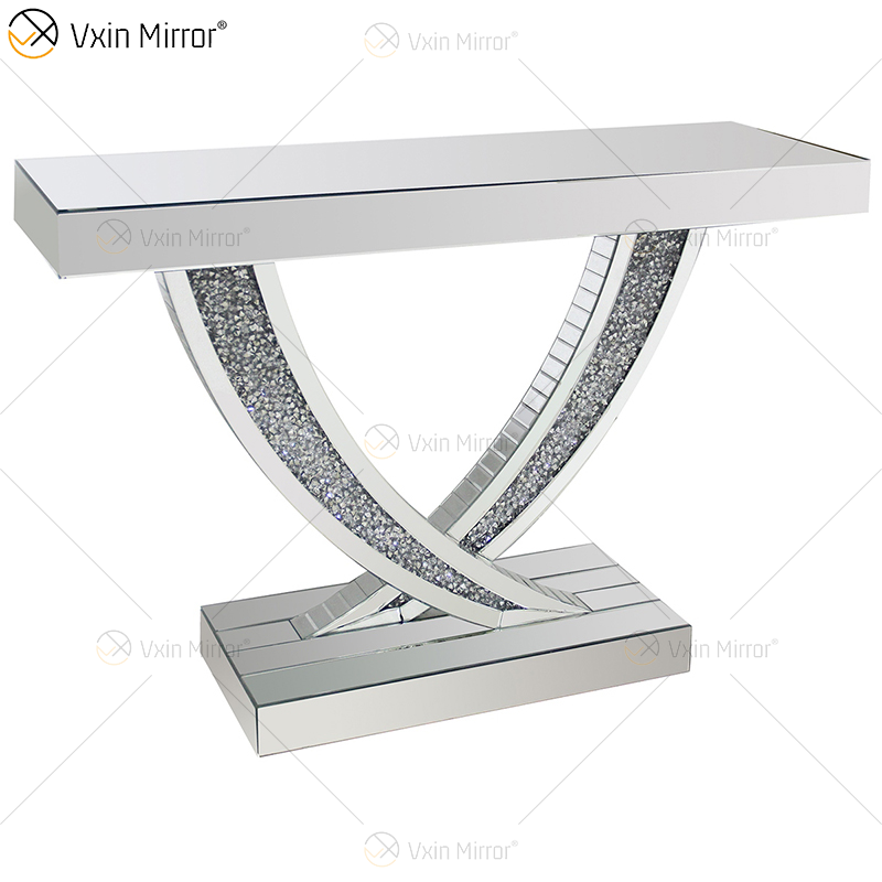 WXWF-513 Precio de fábrica Venta al por mayor Art Deco Antique con mesa de consola de vidrio curvo