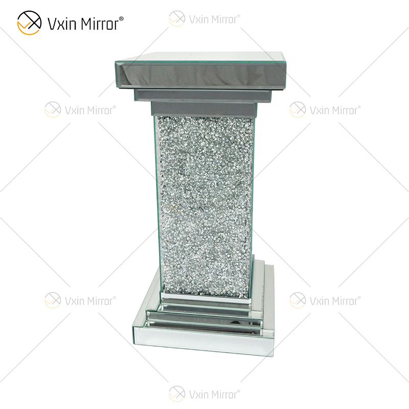 Venta caliente WXF-979 Mesas laterales de espejo para sala de estar Rectángulo moderno Mesa auxiliar de diamante triturado