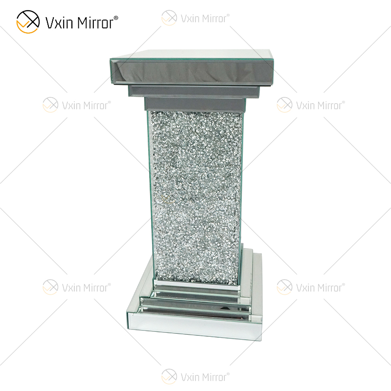 Venta caliente WXF-979 Mesas laterales de espejo para sala de estar Rectángulo moderno Mesa auxiliar de diamante triturado