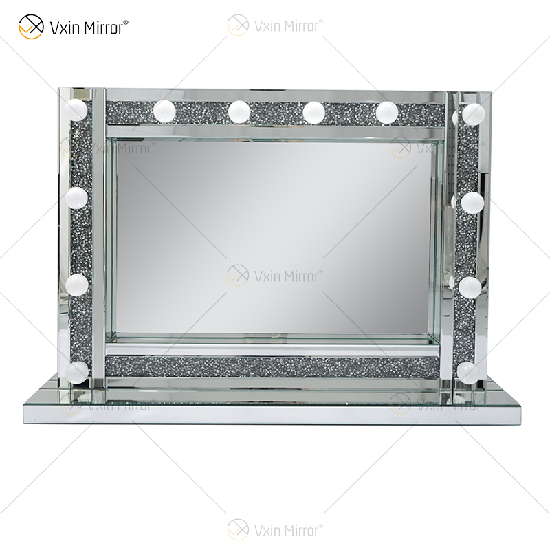 Venetian Styles WXDL-105 Espejo de tocador iluminado con cristal plateado con 12 bombillas para sofás de sala de estar