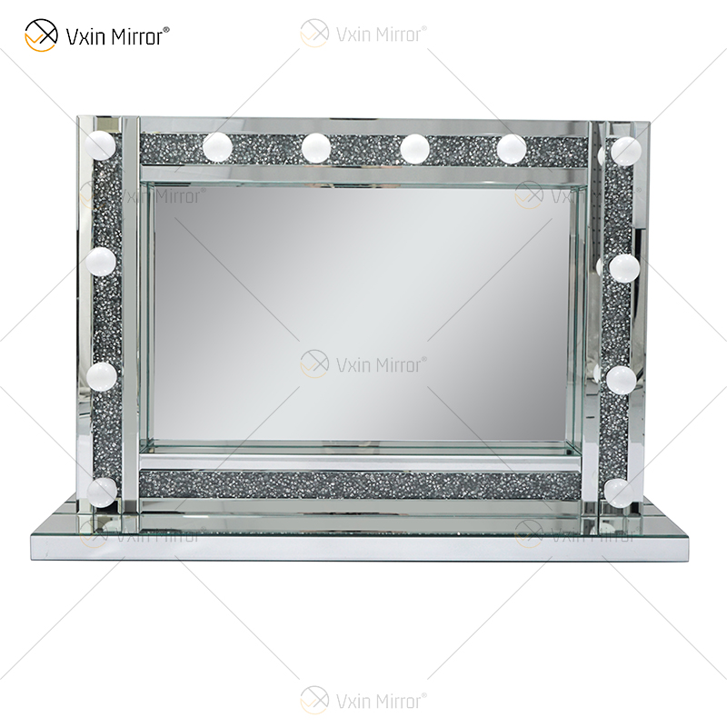 Venetian Styles WXDL-105 Espejo de tocador iluminado con cristal plateado con 12 bombillas para sofás de sala de estar