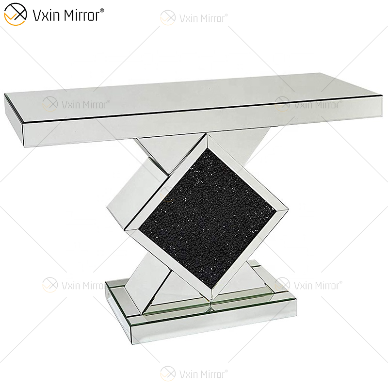 Mesa de consola con espejo de cristal de diamante triturado elegante de lujo barato de alta calidad de suministro de China para muebles de sala de estar WXF-506